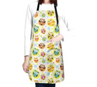 Oudrspo Tablier de hibou coloré mignon, réglable avec poche pour femmes et hommes, tabliers imperméables, cadeaux pour amoureux de hibou, peinture de cuisine