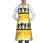 Oudrspo Tablier en polyester de musique de danse avec ourlet de poche, unisexe, parfait pour la cuisson et les grillades de cuisine de supermarché