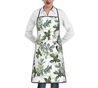 Oudrspo Tablier en polyester vert feuilles d'eucalyptus avec ourlet de poche, unisexe, parfait pour la cuisson et les grillades de cuisine de supermarché