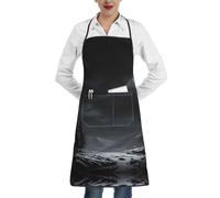 Oudrspo Tablier imprimé The Vast Night en surjet de polyester à une poche, idéal pour les hôtels, les barbecues et les fleuristes.