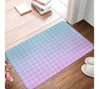 Oudrspo Tapis de Bain à Motif quadrillé Bleu et Rose ombré (a), Lavable en Machine, antidérapant et Absorbant, 40 x 60 cm.