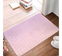 Oudrspo Tapis de Bain à Motif quadrillé Rose Clair ombré, Lavable en Machine, antidérapant et Absorbant, 40 x 60 cm.