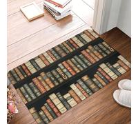 Oudrspo Tapis de Bain imprimé Style bibliothèque Vintage, Lavable en Machine, antidérapant et Absorbant, 40 x 60 cm.