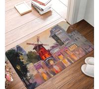 Oudrspo Tapis d'entrée Moulin Rouge, Paris, France, résistant et Doux, Tapis de Bienvenue, Semelle en Caoutchouc pour intérieur et extérieur, 40 x 60 cm