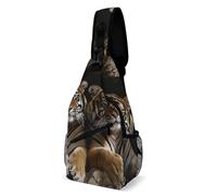Oudrspo Tiger in Cave Fighter Jet from Carrier Sling Bag Crossbody Chest Bag with Pockets, Shoulder Backpack for Hiking, Travel