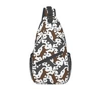 Oudrspo Trotting Flat Coated Retrievers Paw Sling Bag Sac à dos de voyage à bandoulière pour homme et femme, épaules gauche et droite réglables, sac à dos de randonnée décontracté