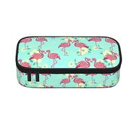 Oudrspo Trousse à Crayons de Grande capacité pour Enfants Filles garçons, Pochette à Stylo Portable Durable, Organiseur Multi-usages pour école, Bureau, collège, Vert Flamant Rose