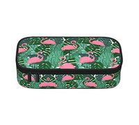Oudrspo Trousse à Crayons de Grande capacité pour Enfants Filles garçons, Pochette à Stylo Portable Durable, Organiseur Multi-usages pour école, Bureau, collège, Vert Flamant Rose