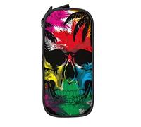 Oudrspo Trousse à Crayons Grande capacité Belle tête de Mort Aquarelle Noire boîte à Crayons Pochette pour collège/lycée Bureau collège Adulte Fille et garçon
