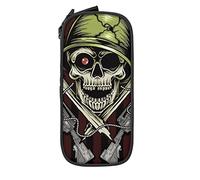 Oudrspo Trousse à Crayons Grande capacité crâne Drapeau américain Soldat Noir boîte à Crayons Pochette pour collège/lycée Bureau collège Adulte Fille et garçon