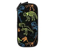 Oudrspo Trousse à Crayons Grande capacité Dinosaure Squelette Dessin animé Noir boîte à Crayons Pochette pour collège/lycée Bureau collège Adulte Fille et garçon