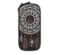 Oudrspo Trousse à Crayons Grande capacité Dreamcatcher Native Mystic Geometry Black Pencil Box Pen Pouch for Middle/High School Office College Adult Girl and Boy