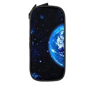 Oudrspo Trousse à Crayons Grande capacité Earth Galaxy Universe Sky Stars Blue Pencil Box Pen Pouch for Middle/High School Office College Adult Girl and Boy