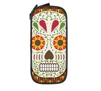 Oudrspo Trousse à Crayons Grande capacité Mexican Skull Celebration Floral Pencil Box Pen Pouch for Middle/High School Office College Adult Girl and Boy