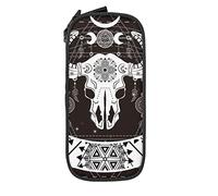 Oudrspo Trousse à Crayons Grande capacité Mystic Geometry Cow Skull Native Black Pencil Box Pen Pouch for Middle/High School Office College Adult Girl and Boy