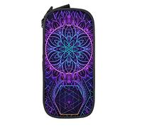 Oudrspo Trousse à Crayons Grande capacité Neon Mystic Geometry Boho Symbol Pencil Box Pen Pouch for Middle/High School Office College Adult Girl and Boy