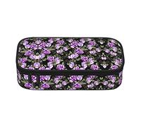 Oudrspo Trousse à Crayons Grande capacité pour Adluts Teen Kids Maquillage Organisateur Sac Multi Purpose Pen Pouch Office Stationary Box for School Work Travel, Purple Flower
