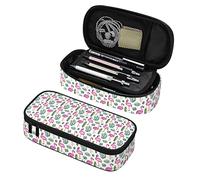 Oudrspo Trousse à Crayons Grande capacité pour Filles garçons, Grande Pochette de Rangement à Plusieurs Fentes pour Crayons, Organisateur pour l'école, Cactus avec Flamants Roses