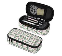 Oudrspo Trousse à Crayons Grande capacité pour Filles garçons, Grande Pochette de Rangement à Plusieurs Fentes pour Crayons, Organisateur pour l'école, Cactus Flamant Rose
