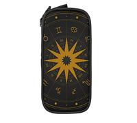 Oudrspo Trousse à Crayons Grande capacité Signes du Zodiaque Boho Roue d'astrologie Mystère Noir Boîte à Crayons Pochette pour stylos pour collège/lycée Bureau Collège Adulte Fille et garçon