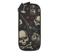 Oudrspo Trousse à Crayons Grande capacité Skull Music Rock Heavy Metal Death Black Pencil Box Pen Pouch for Middle/High School Office College Adult Girl and Boy