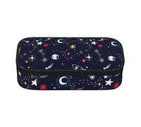 Oudrspo Trousse à Crayons Grande capacité Star and Moon Space Black School Pen Pouch for Boys Girls Kids Sac à Crayons de Rangement à Double Compartiment avec étui à Crayons à Fermeture éclair