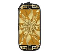 Oudrspo Trousse à Crayons Grande capacité Vintage Abstrait Floral Or géométrie Noir boîte à Crayons Pochette pour collège/lycée Bureau collège Adulte Fille et garçon