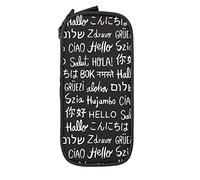 Oudrspo Trousse à Crayons Grande capacité World Greeting Hello Word Vintage Black Pencil Box Pen Pouch for Middle/High School Office College Adult Girl and Boy