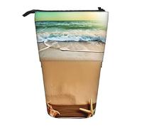 Oudrspo Trousse à Crayons télescopique Durable Ocean Beach Theme Sac à Crayons Debout pour Bureau Papeterie Porte-Crayon Pop Up Pencil Bag Stand Up Pen Pencil Pouch for Work 7 × 5,7 Pouces