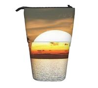 Oudrspo Trousse à Crayons télescopique Durable Ocean Sunset Tropical Island Sac à Crayons Debout pour Bureau Papeterie Porte-Crayon Pop Up Pencil Bag Stand Up Pen Pencil Pouch for Work 7 × 5,7