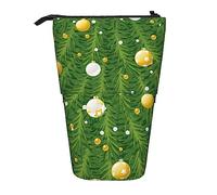 Oudrspo Trousse à Crayons télescopique Xmas Green Tree Print Sac à Crayons Debout Trousse de Papeterie Porte-Stylo télescopique Pop Up Porte-Crayons pour Le Travail de Bureau Cadeau de Vacances