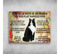 Oudrspo Tuxedo Cat, Cat Lover - Lors De La Visite De Ma Maison S'Il Vous PlaÎt Remember-Vous Rétro Décoration Murale Man Cave Home Pub Plaque en métal en 8 x 12 pouces.