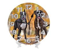 Oudrspo Twoan Boxer Chiens Posant dans Le Parc Horloge Murale Silencieuse sans Coutil Ronde Horloge Murale Salle De Bains Cuisine Horloge 10in