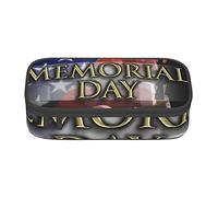 Oudrspo Us Military Soldiers Patriotic Memorial Day Imprimé Étui à Crayons Durable avec Compartiment à Fermeture à glissière Étui à Crayons Portable de Grande capacité