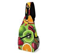 Oudrspo Various Fruits Colorful Owl Pictures Sling Bag Crossbody Chest Bag with Pockets, Shoulder Backpack for Hiking, Travel