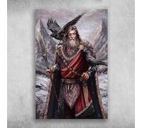 Oudrspo Vikings, Odin et la dualité d'un dieu corbeau, décoration murale rétro, homme des cavernes, maison, pub, panneau en métal, 8 x 12 pouces.