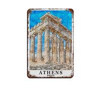 Oudrspo Vintage Cityscape Plaque Athens Grèce Vintage Tin Sign Home Office Kitchen Pub Club Cafe Bar Farm Restaurant Collection Décoration murale en métal