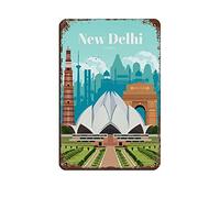 Oudrspo Vintage Cityscape Plaque New Delhi India Vintage Tin Sign Home Office Kitchen Pub Club Cafe Bar Farm Restaurant Collection Décoration murale en métal