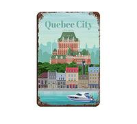 Oudrspo Vintage Cityscape Plaque Quebec City Canada Vintage Tin Sign Home Office Kitchen Pub Club Cafe Bar Farm Restaurant Collection Décoration murale en métal