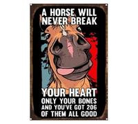 Oudrspo Vintage Un cheval ne vous brisera jamais le cœur Seulement vos os et vous en avez 206 d'entre eux Tous bons en aluminium Plaque en métal 16x12 pouces Affiche en étain Mur sont Décor Nouveau