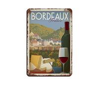 Oudrspo Vintage Wine Poster Bordeaux Wine Retro Poster Metal Tin Sign Retro Fer Peinture pour Bar Man Cave Cafe Family Garage Poster Wall Decor 8x12inch
