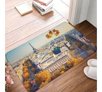 Oudrspo Vue de la Tour Eiffel au Coucher du Soleil à Paris, France. Tapis d'entrée résistant et Doux, Tapis de Bienvenue, Semelle en Caoutchouc pour intérieur et extérieur, 40 x 60 cm.