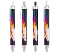 Oudrspo White Swan Lot de 4 stylos à bille à encre gel rétractable à pointe fine de 0,5 pour école, bureau, cygne blanc, motif abstrait coloré