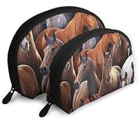 Oudrspo Womens Farm Life Black Horses Voyage Cosmétique Sacs Étanche 2PC Maquillage Pochette Cosmétique Et Articles De Toilette Organisateur Sac Portable Voyage Trousse De Toilette Filles