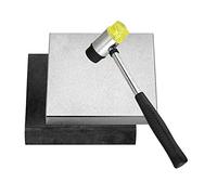 Oudtinz Lot de 2 blocs en acier et caoutchouc pour établi de travail pour marteler, façonner, poursuivre, aplatir les métaux (10 cm x 10 cm)