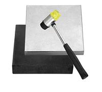 Oudtinz Lot de 2 blocs en acier et caoutchouc pour martelage, façonnage, poursuivre, aplatir les métaux (15 cm x 15 cm)