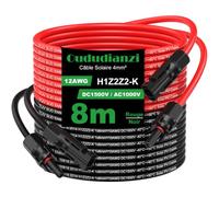 Oududianzi Cable Solaire 6mm²/4mm², Cable Panneau Solaire 1/2/3/5/8/10/15/20/30m, Rallonge Câble Solaire, Câble d'extension pour Panneaux Solaires Systèmes (4mm² 8m)