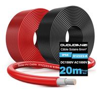 Oududianzi Cable Solaire 6mm2 20m, H1Z2Z2-K Rallonge Cable Panneau Solaire 10/15/20/30/50/100m, Câble Photovoltaïque 6mm2 pour Panneeau Solaire, Onduleur et Régulateur de charge (20m 6mm²)