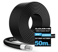 Oududianzi Cable Solaire 6mm2 50m, Rallonge Cable Panneau Solaire 10/15/20/25/30/50m, Câble Photovoltaïque 6mm2 pour Panneaux Solaires, Onduleurs et Régulateurs de Charge (Noir 50m 6mm²)