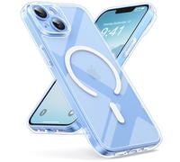 Oududianzi-Coque pour iPhone 13 Compatible avec MagSafe Magnétique, Housse de Arrière Translucide Givrée PC, TPU Silicone Bumper Étui Protection Antichoc Militaire Anti-Empreintes-Transparent